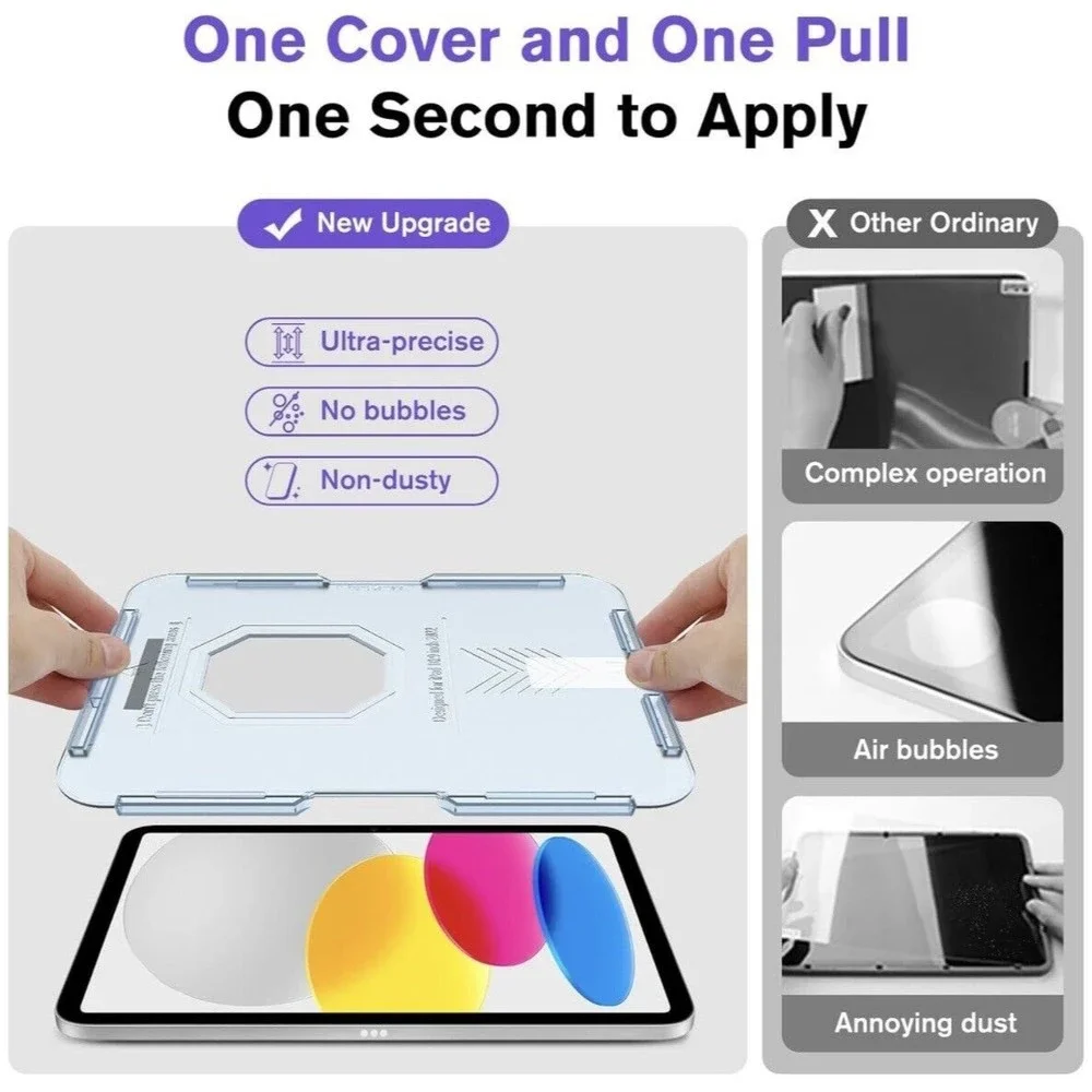 Glass Screen Protector (2) For iPad 10th Generation EZ Kit Silkfeel 10.9